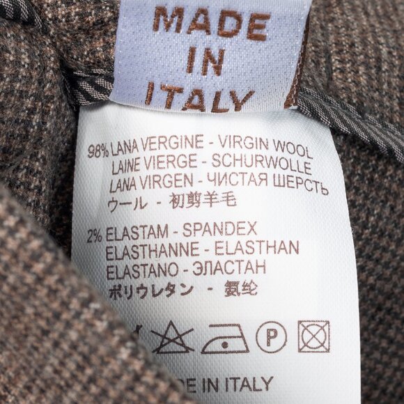 Brunello Cucinelli Brown Micro-Plaid Stretch-Wool Trousers - Picture 9 of 10